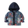 Baby Jean Jacket Infant Newborn Denim Jackets Coat Cowboy Outwear Toddler 1st Christmas Outfit Photoshoot Kids Girls Boys Fall Outfits Winter Hoodie Infant Coats Clothes Black Dinosaur 18-24 Months view 1