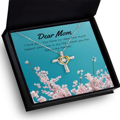 Cross Dancing Necklace Dear Mom Necklace, for Mom, Gold Gift for her, Gift from Daughter, Present from Son, Mother Birthday Gift