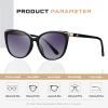 Colrea Trendy Cat Eye Sunglasses for Women Fashion Cateye UV400 Protection Glasses CL22017 (Grey Lens/Black Frame) view 4