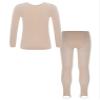 Kaerm Kids Girls Gymnastics Ballet Dance Thermal Underwear Suit Long Sleeve Base Layer Top and Pantyhose Leggings Set Type A Nude 3-4 Years view 2