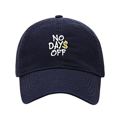 Baseball Cap Men No Days Off Embroidered Washed Cotton Dog Hat Baseball Caps (Navy,7 5/8)