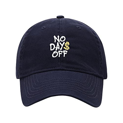 Baseball Cap Men No Days Off Embroidered Washed Cotton Dog Hat Baseball Caps (Navy,7 5/8)