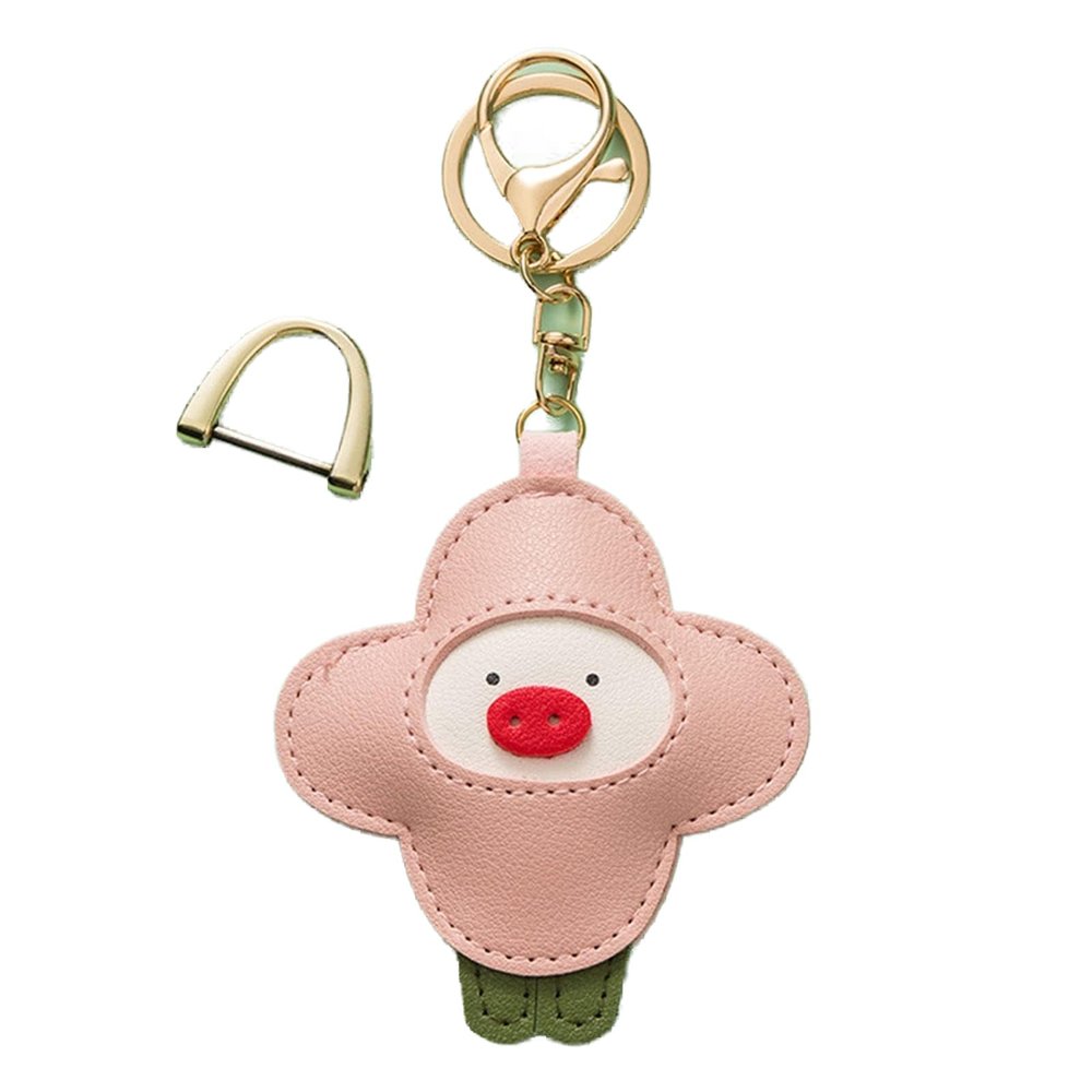 CFLNYC Cartoon Flower Keychain, PU Leather Key Ring with Detachable D-Ring, Backpack Charm, Party Favor, Women Jewelry Gift
