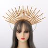 BLESSUME Goddess Gold Spike Halo Crown Headpiece NYLON ZIP TIE Wedding Bride Hair Band Tiara view 2