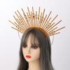 BLESSUME Goddess Gold Spike Halo Crown Headpiece NYLON ZIP TIE Wedding Bride Hair Band Tiara view 3