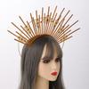BLESSUME Goddess Gold Spike Halo Crown Headpiece NYLON ZIP TIE Wedding Bride Hair Band Tiara view 4