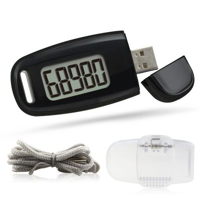 ThreeH 3D Pedometer with Clip and Lanyard Backlight Digital Walking Counter Daily Exercise Monitor Track Steps Miles Calories Rechargeable Accurate Step Counter Black