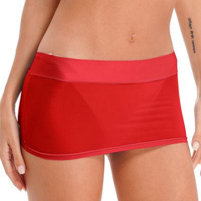 Linjinx Women's Oil Shiny Mini Skirt Gloosy Tight Low Waist Package Hip See Through Micro Skirt Type A Red One Size