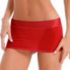Linjinx Women's Oil Shiny Mini Skirt Gloosy Tight Low Waist Package Hip See Through Micro Skirt Type A Red One Size view 2