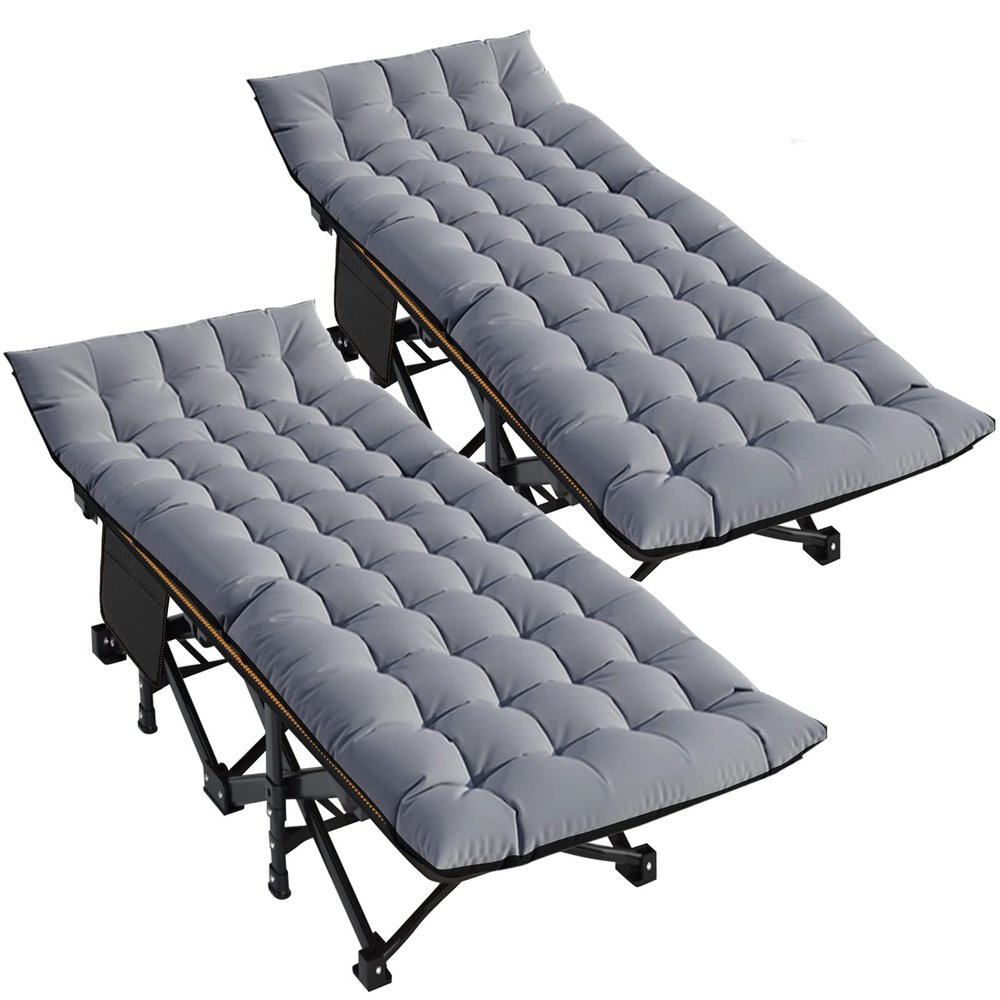 DoCred Folding Camping Cot with Mattress, 2 Pack Heavy Duty Folding Cot for Adults, Portable Sleeping Cot Bed Adults Outdoor Bed with Carry Bag, Travel Camp Cots