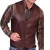 WABEOR Men's Vintage Faux Leather Vest Slim Fit Casual Single-Breasted Cowboy Suit Vest Retro Western Waistcoat with Pockets view 1
