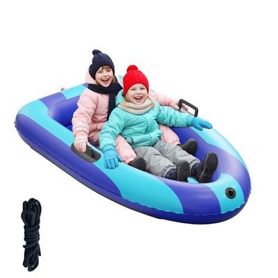 QPAU Inflatable Snow Sled, Heavy Duty Snow Tube with Reinforced Handles, Snow Sleds for Kids and Adults Winter Toys Gifts, Toboggan for Family Outdoor Sledding