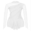 TiaoBug Women's Ice Skating Dress Patchwork Mesh Spandex Long Sleeve Figure Skating Dance Dress White Small view 3