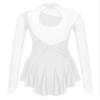 TiaoBug Women's Ice Skating Dress Patchwork Mesh Spandex Long Sleeve Figure Skating Dance Dress White Small view 4