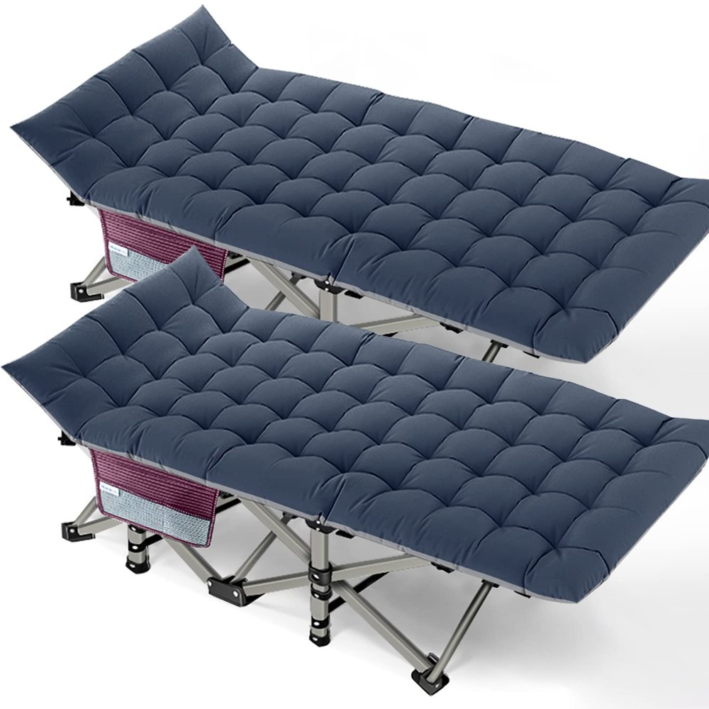 DoCred Folding Camping Cot with Mattress, 2 Pack Heavy Duty Folding Cot for Adults, Portable Sleeping Cot Bed Adults Outdoor Bed with Carry Bag, Travel Camp Cots