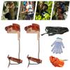 NeNchengLi Tree Climbing Gear Set - Brown, Adjustable, Double Teeth, Cowhide & Stainless Steel, 100kg+ Load Capacity, Adult Tree Climbers & Arborists view 4