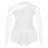 Aislor Women's Glitter Rhinestone Sheer Mesh Patchwork Long Sleeve Figure Skating Dress Lyrical Dance Costume White Small view 3