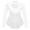 Aislor Women's Glitter Rhinestone Sheer Mesh Patchwork Long Sleeve Figure Skating Dress Lyrical Dance Costume White Small view 4