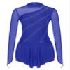 Aislor Women's Glitter Rhinestone Sheer Mesh Patchwork Long Sleeve Figure Skating Dress Lyrical Dance Costume Royal Blue Large view 3