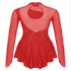 Aislor Women's Glitter Rhinestone Sheer Mesh Patchwork Long Sleeve Figure Skating Dress Lyrical Dance Costume Red Small view 4