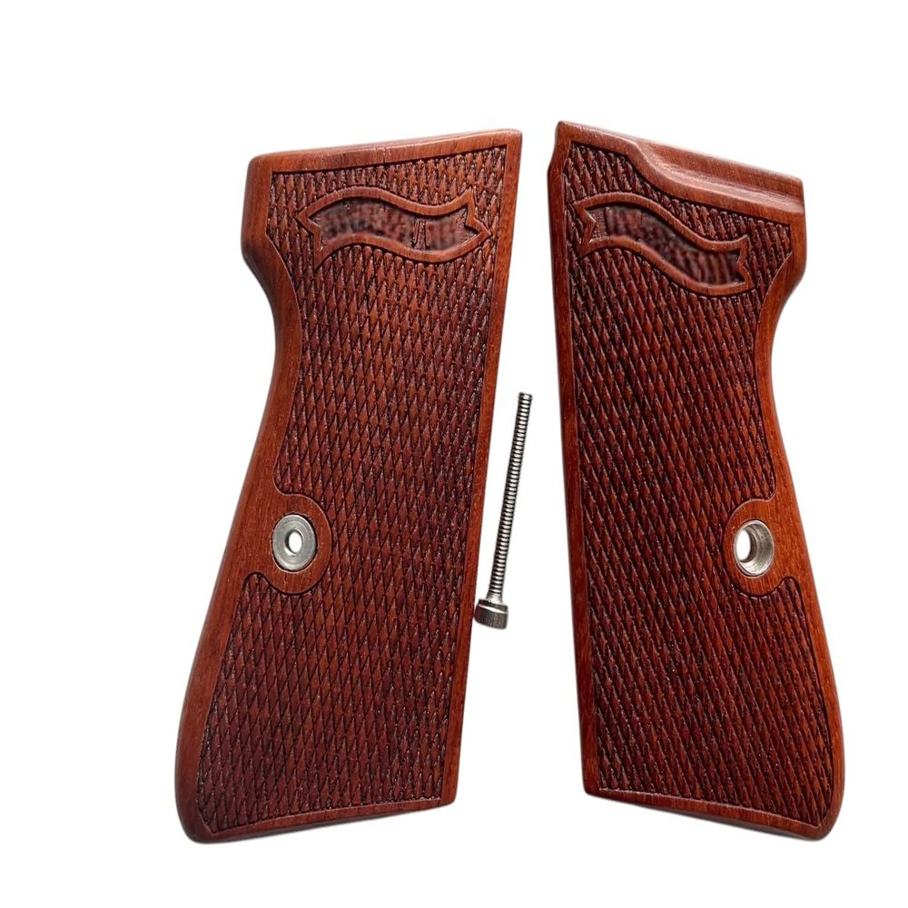 New! Grips Compatible with PPK/S, PP, New PPK/S .22 LR Praduak Wood, Checker Pattern Engraved, Thai Handmade