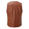 WABEOR Men's Vintage Faux Leather Vest Slim Fit Casual Single-Breasted Cowboy Suit Vest Retro Western Waistcoat with Pockets view 3