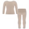 Kaerm Kids Girls Gymnastics Ballet Dance Thermal Underwear Suit Long Sleeve Base Layer Top and Pantyhose Leggings Set Type D Nude 7-10 Years view 2