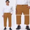 Lars Amadeus Brown Cropped Dress Pants for Men's Skinny Flat Front Business Suit Trousers 28 view 4