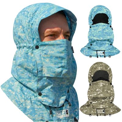 Riff Masks UPF Sun Protective Hood (Blue Camo, Medium)