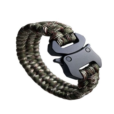 SU LIFE Parachute Cord Bracelets Trilobite Weaved Paracord Bracelet with Side Release Buckle 8.7 inch Black Bracelet for Men Women 1 Set (Camo)