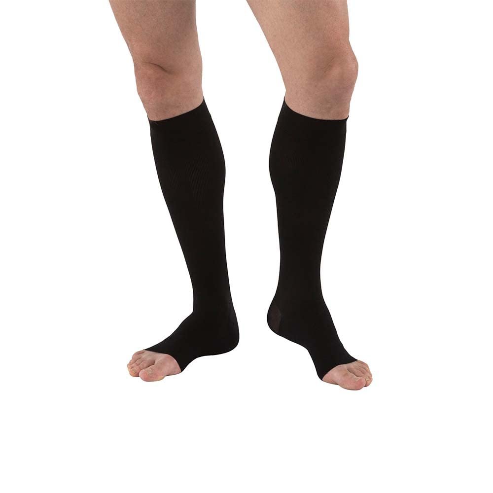 JOBST forMen Compression Socks, 20-30 mmHg, Knee High, Open Toe, Black - Choose Your Size