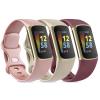 3 Pack Sport Bands Compatible with Fitbit Charge 5 Bands & Fitbit Charge 6 Bands, Classic Soft Wristbands for Fitbit Charge 5/6 Fitness Tracker (Small,Rose Gold/Champagne Gold/Wine Red) view 1