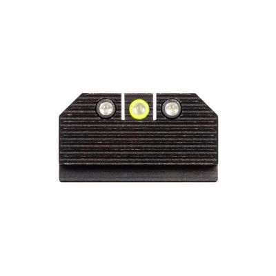Night Fision Optics Ready Stealth .290-.313 Night Sight Set Compatible with Glock 17/19/34, Yellow Front Ring, Black Rear Rings