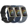 3 Pack Sport Bands Compatible with Fitbit Charge 5 Bands & Fitbit Charge 6 Bands, Classic Soft Wristbands for Fitbit Charge 5/6 Fitness Tracker (Large,Black/Navy Blue/Blue Gray) view 1