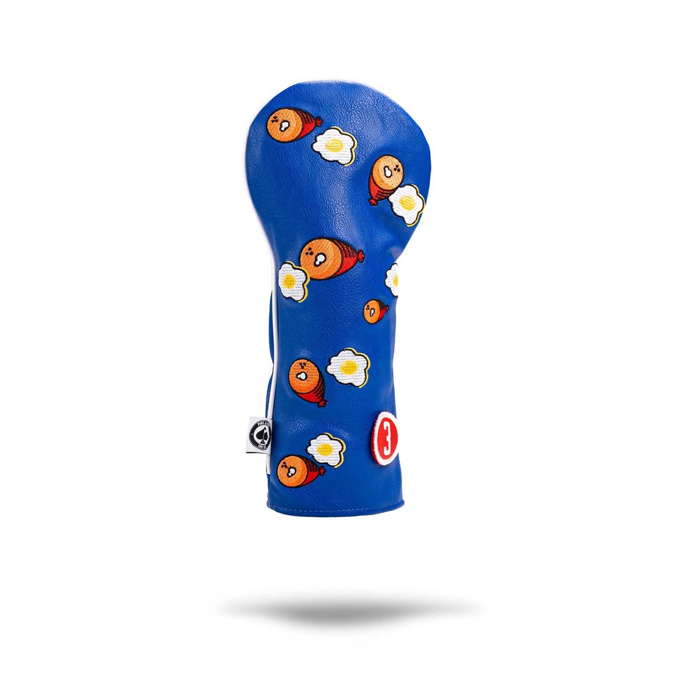 Pins & Aces Golf Co. Ham & Eggs Driver Wood Head Cover - Premium, Hand-Made Leather 3W Headcover - Funny, Tour Quality Golf Club Cover - Style and Customize Your Golf Bag (Fairway)