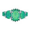 Bling Jewelry Gemstone 5 Stone Oval Green Created Opal Half Eternity Band Ring For Women .925 Sterling Silver Thin 1MM Band October Birthstone view 1