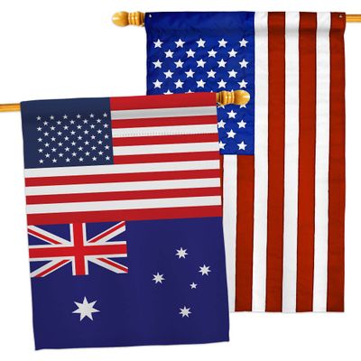 World Cup Australia USA Friendship Flag American Banner Pack Patio Porch Lawn Garden Room Decorations Outdoor Tapestry Yard Signs Art FIFA Gifts Sports Fan Trophy Soccer Game Football Made in USA