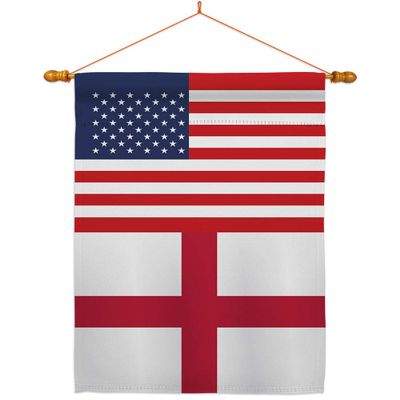 World Cup England USA Friendship Flag Home Decor Banner Wall Art Patio Porch Lawn Garden Flag Stand Pole Room Decorations Indoor Outdoor FIFA Gifts Sports Fan Trophy Soccer Game Football Made in USA