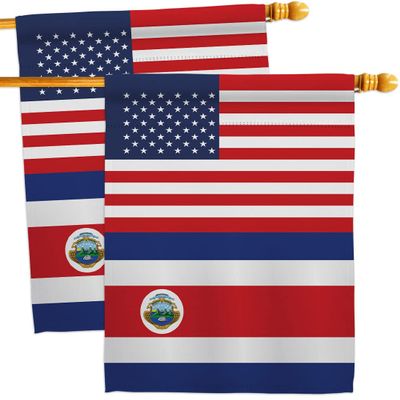 World Cup Costa Rica USA Friendship Flag Wall Decor 2 Pcs Banner Flag Patio Lawn Garden Room Decorations Outdoor Tapestry Yard Signs Art FIFA Gifts Sports Fan Trophy Soccer Game Football Made in USA