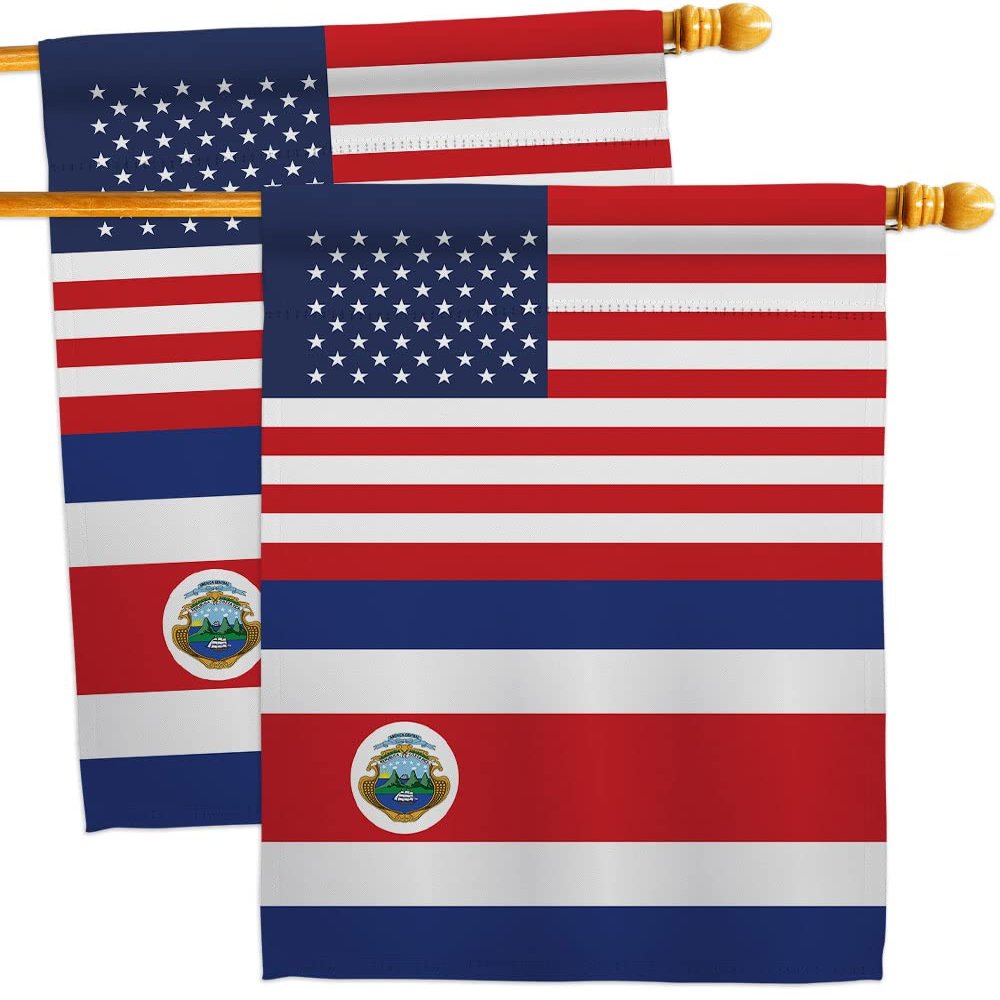 World Cup Costa Rica USA Friendship Flag Wall Decor 2 Pcs Banner Flag Patio Lawn Garden Room Decorations Outdoor Tapestry Yard Signs Art FIFA Gifts Sports Fan Trophy Soccer Game Football Made in USA