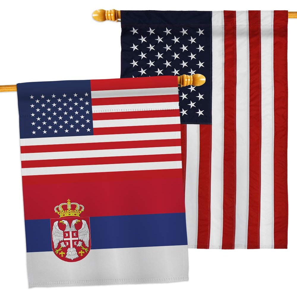 World Cup Serbia USA Friendship Flag American Banner Pack Wall Art Patio Porch Lawn Garden Outdoor Decorations Tapestry Yard Signs FIFA Gifts Sports Fan Trophy Soccer Game Football Made in USA