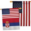 World Cup Serbia USA Friendship Flag American Banner Pack Wall Art Patio Porch Lawn Garden Outdoor Decorations Tapestry Yard Signs FIFA Gifts Sports Fan Trophy Soccer Game Football Made in USA view 1