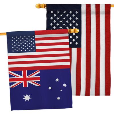 World Cup Australia USA Friendship Flag American Banner Pack Wall Art Patio Porch Lawn Garden Outdoor Decorations Tapestry Yard Signs FIFA Gifts Sports Fan Trophy Soccer Game Football Made in USA