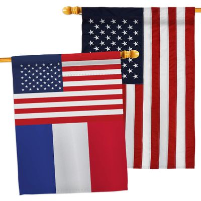 World Cup France USA Friendship Flag American Banner Pack Wall Art Patio Porch Lawn Garden Outdoor Decorations Tapestry Yard Signs FIFA Gifts Sports Fan Trophy Soccer Game Football Made in USA