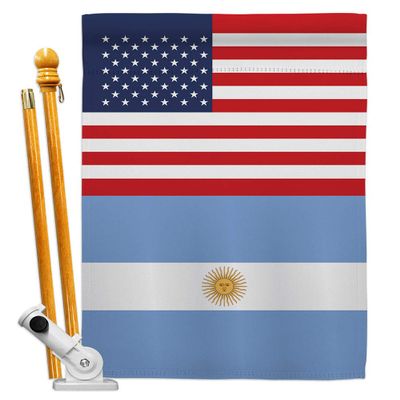 World Cup Argentina US Friendship Flag Banner Room Wall Art Flag Poles for Outside House Patio Porch Lawn Garden Stand Tapestry Yard Sign FIFA Gifts Sport Fan Trophy Soccer Game Football Made in USA