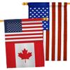 World Cup Canada USA Friendship Flag American Banner Pack Patio Porch Lawn Garden Room Decorations Outdoor Tapestry Yard Signs Art FIFA Gifts Sports Fan Trophy Soccer Game Football Made in USA view 1