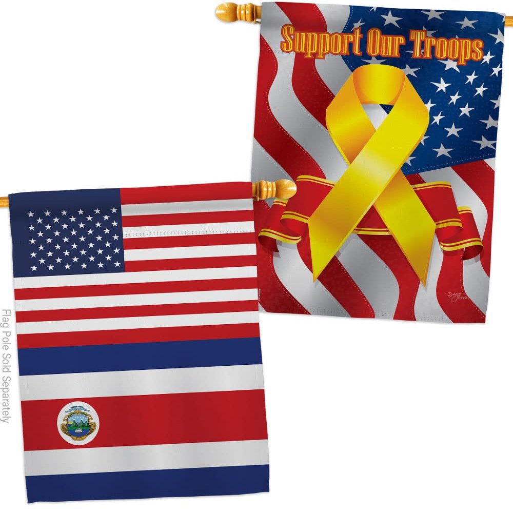 World Cup Costa Rica US Friendship Flag Support Our Troops Banner Pack Wall Art Flag Room Decorations Indoor Outdoor Tapestry Yard Signs FIFA Gifts Sports Fan Trophy Soccer Game Football Made In USA