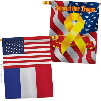 World Cup France USA Friendship Flag Support Our Troops Banner Pack Wall Art Flag Room Decorations Indoor Outdoor Tapestry Yard Signs FIFA Gifts Sports Fan Trophy Soccer Game Football Made In USA