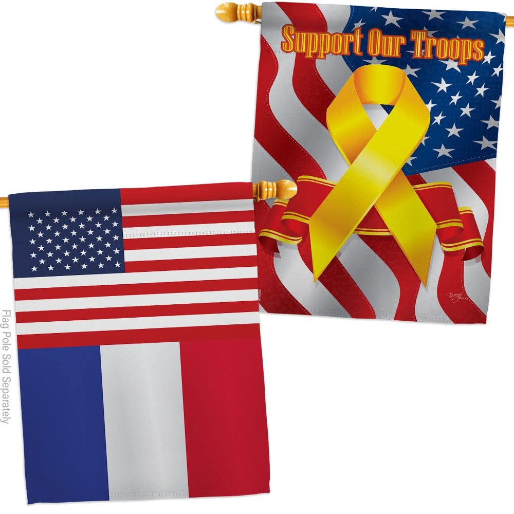 World Cup France USA Friendship Flag Support Our Troops Banner Pack Wall Art Flag Room Decorations Indoor Outdoor Tapestry Yard Signs FIFA Gifts Sports Fan Trophy Soccer Game Football Made In USA
