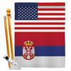 World Cup Serbia USA Friendship Flag Banner Room Wall Art Flag Poles for Outside House Patio Porch Lawn Garden Stand Tapestry Yard Signs FIFA Gifts Sports Fan Trophy Soccer Game Football Made in USA view 1